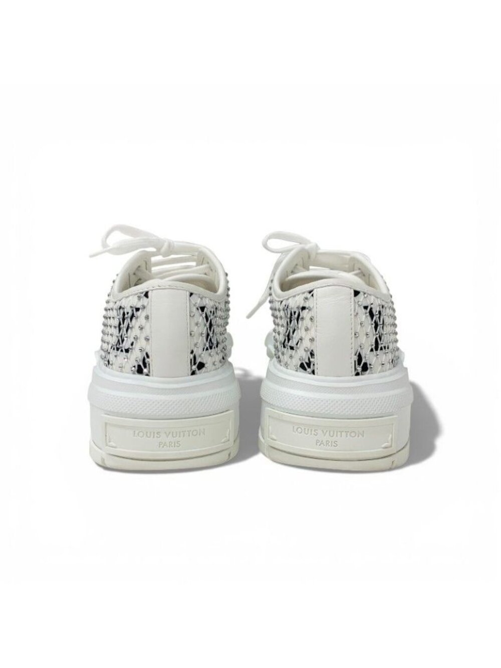 ★SOLD★ Louis Vuitton Squad Line Monogram Sneakers Shoes Leather Mesh White Black - Picture 5 of 10